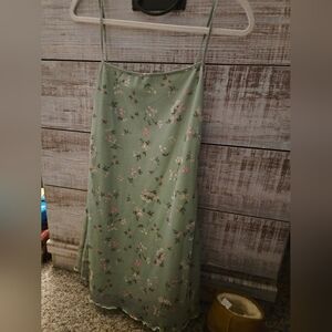 Floral Green Short Length Dress Size L